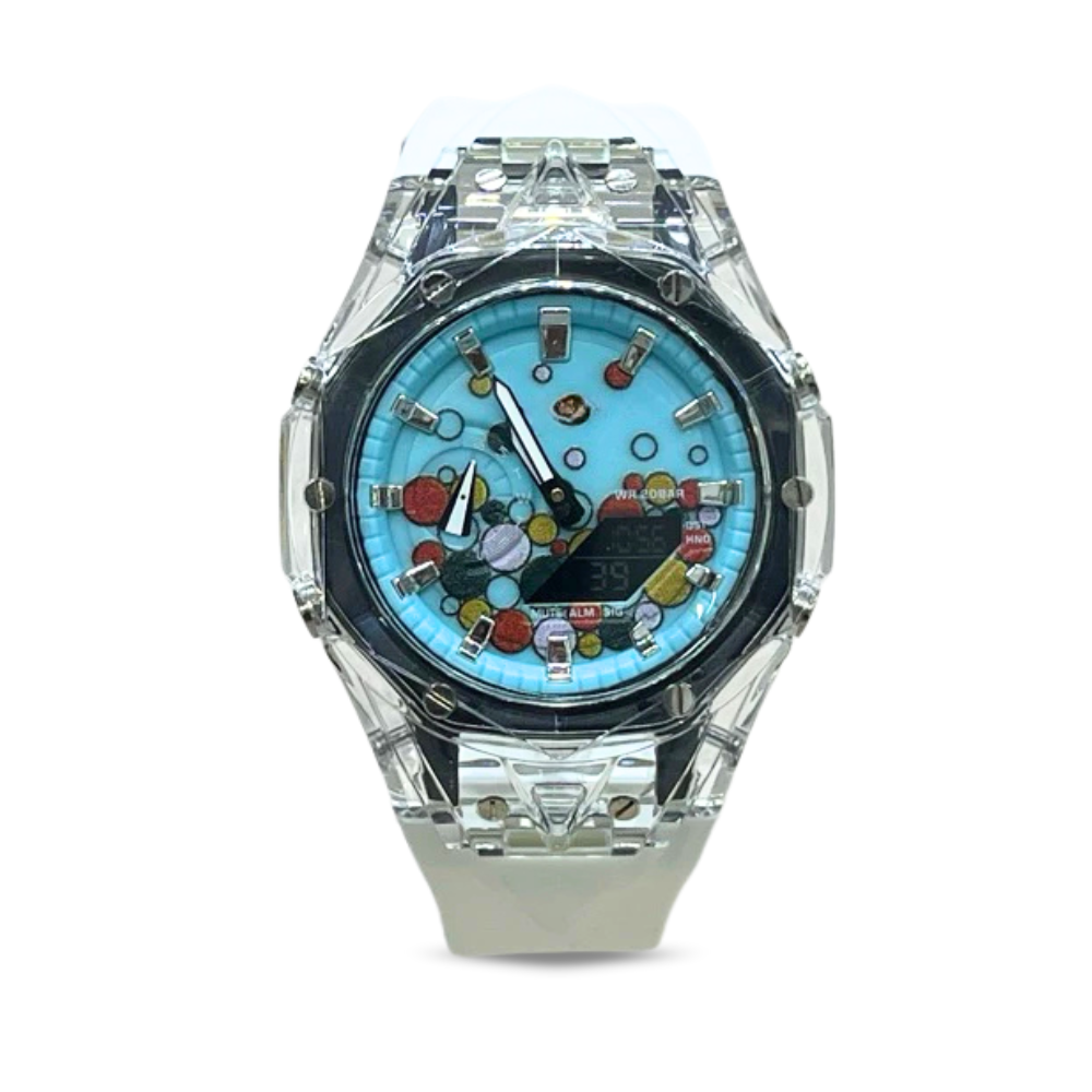 GA-2100 White/Blue 40mm - Waterproof 10atm